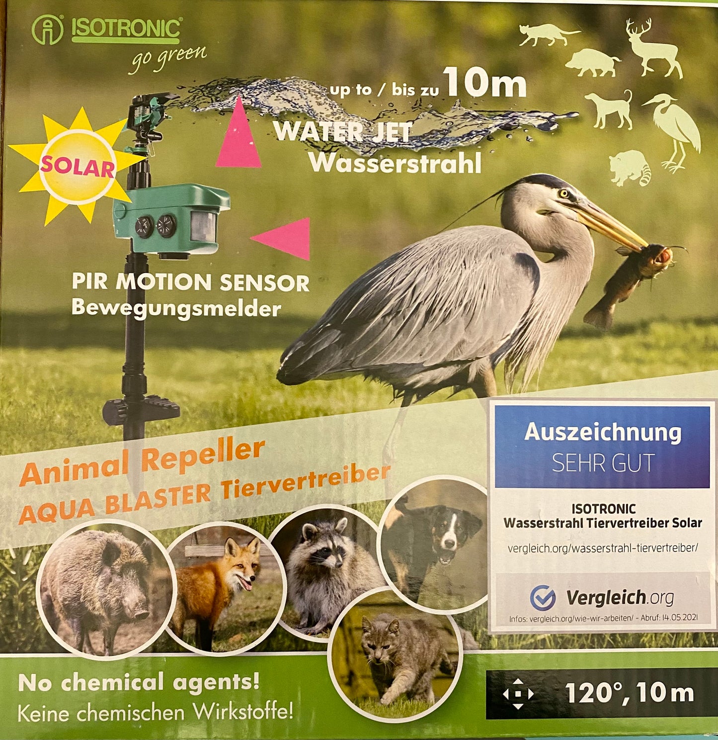 Reiherschreck - Tiervertreiber mit Wasserstrahl und Bewegungssensor