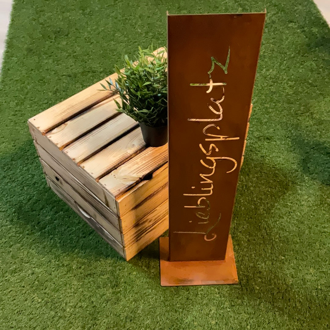 Deko-Säule aus Edelrost "Lieblingsplatz"